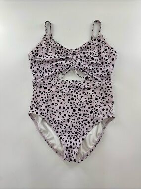 Beach Betty Lavender Animal Print One Piece Swimsuit Size Medium